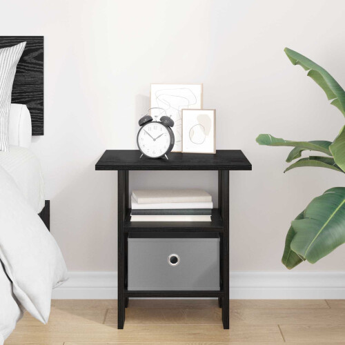 VidaXL vidaXL Bedside Table Black Oak 41 x 40 x 45 cm Engineered Wood 2