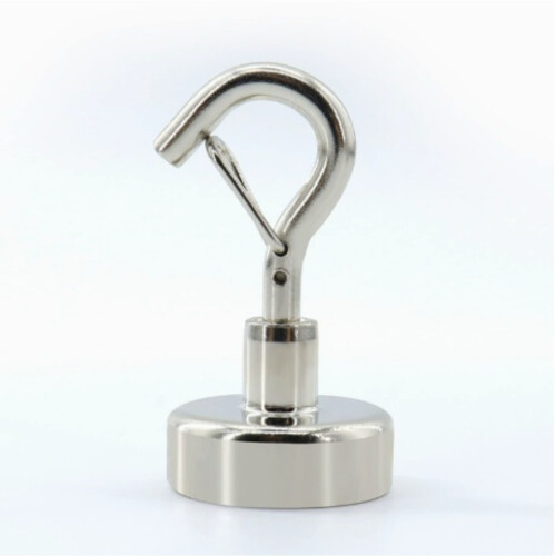 Magnetic Snap Hook 4-Pack — E-Type Snap Design with N38 Neodymium Magnet, 14kg Pull, Nickel-Plated Silver 2