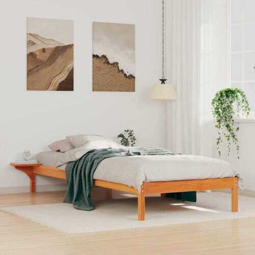 VidaXL vidaXL Bed Frame with Side Tables Wax Brown 80 x 210 cm
