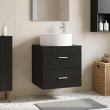 vidaXL Wall-Mounted Sink Vanity Black Oak 49.5 x 44.5 x 65.5 cm