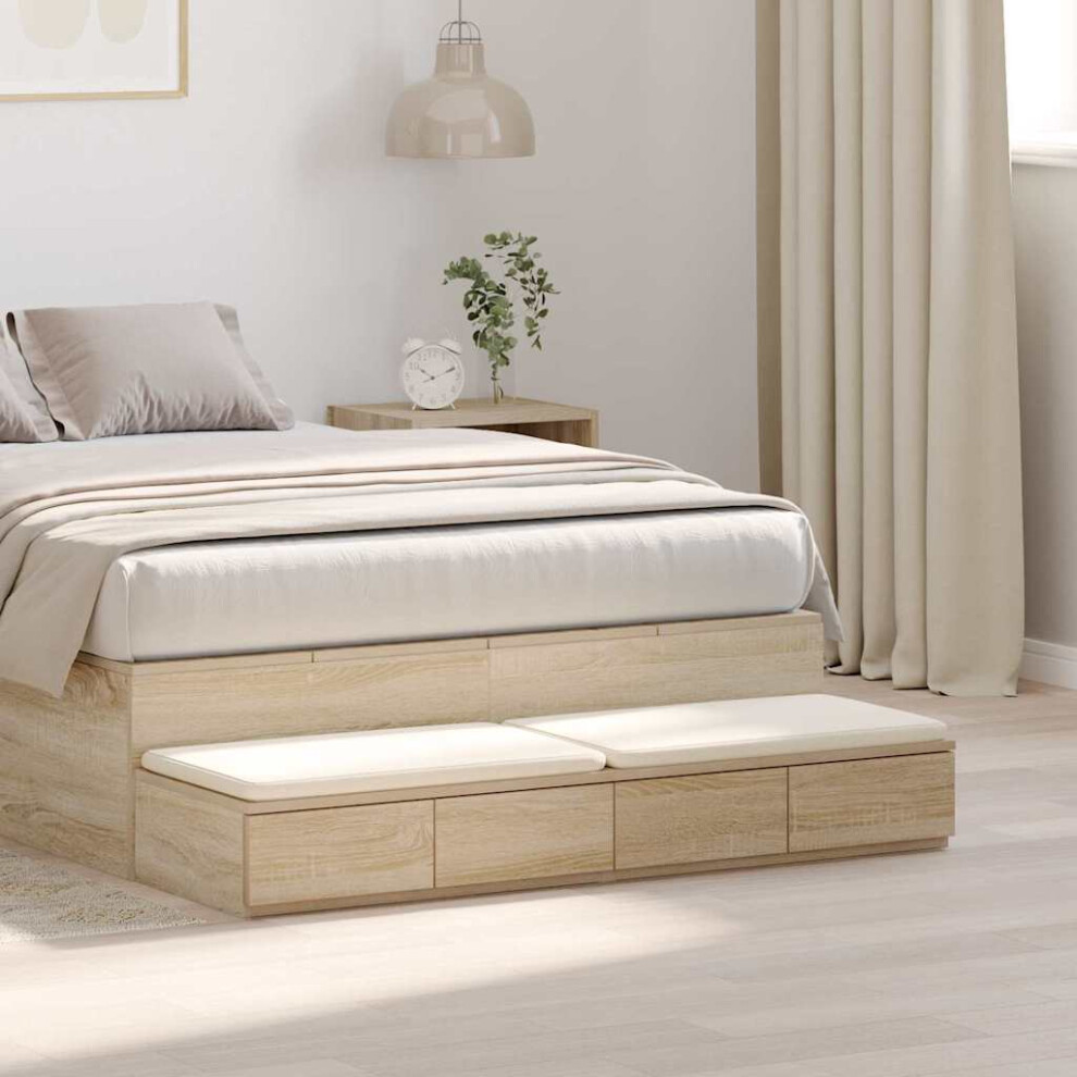 Vidaxl Bed Drawers Sonoma Oak 120 X 36.5 X 16.5 Cm Engineered Wood