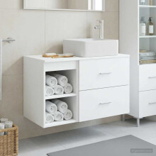 vidaXL Badezimmermöbel-Set 2 stk. Weiß Holzwerkstoff