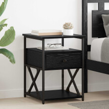 vidaXL Bedside Cabinet 2 pcs Black Oak 40 x 42 x 55 cm Engineered Wood