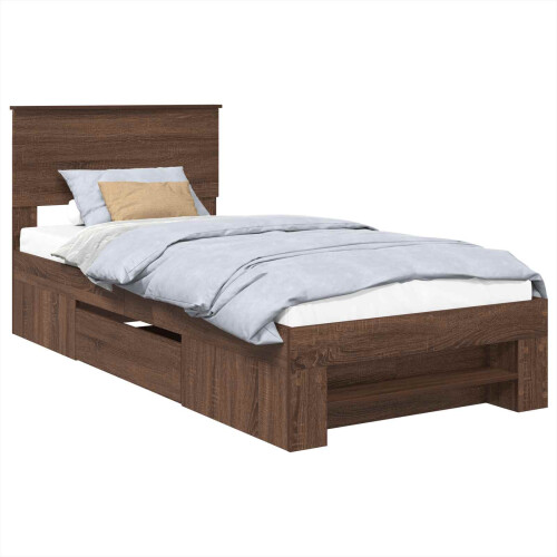 VidaXL vidaXL Bed Frame with Headboard Brown Oak 80 x 200 cm Engineered Wood 2