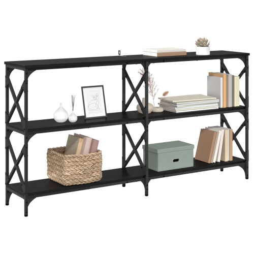 VidaXL vidaXL Console Table Black Oak 156 x 28 x 80.5 cm Engineered Wood 2