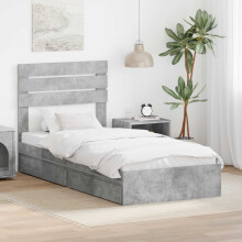vidaXL Storage Bed Concrete Grey 90 x 190 cm Engineered Wood