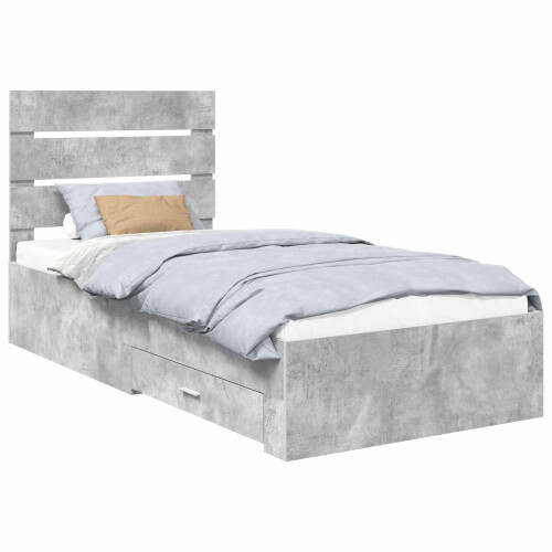 VidaXL vidaXL Bed Frame with Drawer Concrete Grey 90 x 190 cm Engineered Wood 2