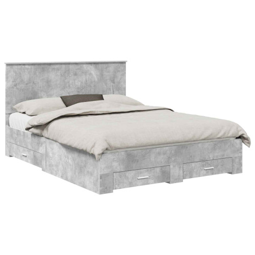 VidaXL vidaXL Bed Frame Concrete Grey 150 x 200 cm Engineered Wood 2