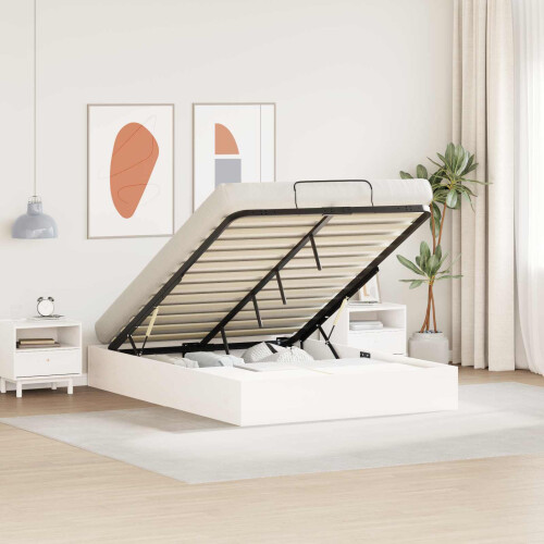 VidaXL vidaXL Ottoman Bed Frame with Storage White 150 x 200 cm