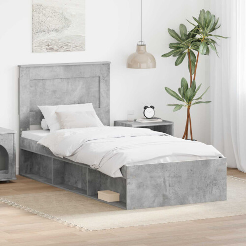 VidaXL vidaXL Bed Frame with Drawer Concerte Grey 90 x 190 cm Solid Pine Wood