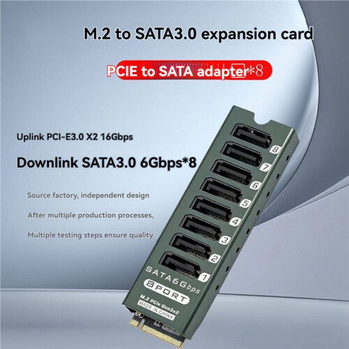 8 Port  3.0 Expansion Card for M.2 PCIe Slots High-Speed 6Gbps  Controller for Data Centers and Workstations 1