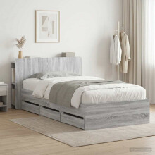 vidaXL Bed Frame with Storage Grey Sonoma 80 x 200 cm Engineered Wood