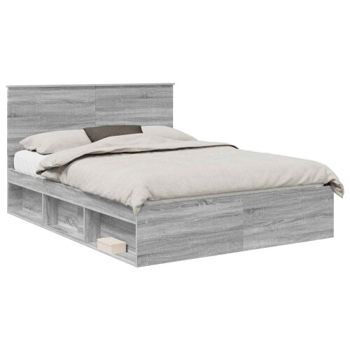 VidaXL vidaXL Bed Frame Grey Sonoma 150 x 200 cm Solid Pine Wood 2