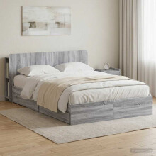 vidaXL Bed Frame with Storage Grey Sonoma 150 x 200 cm Engineered Wood