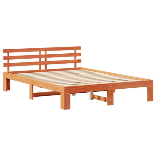 VidaXL vidaXL Bed Frame with Headboard Wax Brown 140 x 200 cm Solid Pine Wood 2