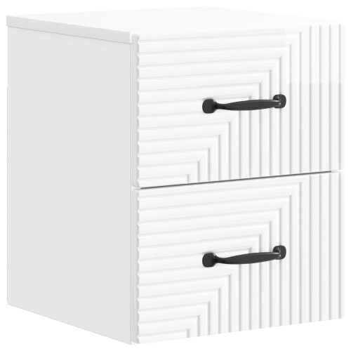 VidaXL vidaXL Wall-Mounted Bedside Cabinet with Drawer 2 pcs High Gloss White 1