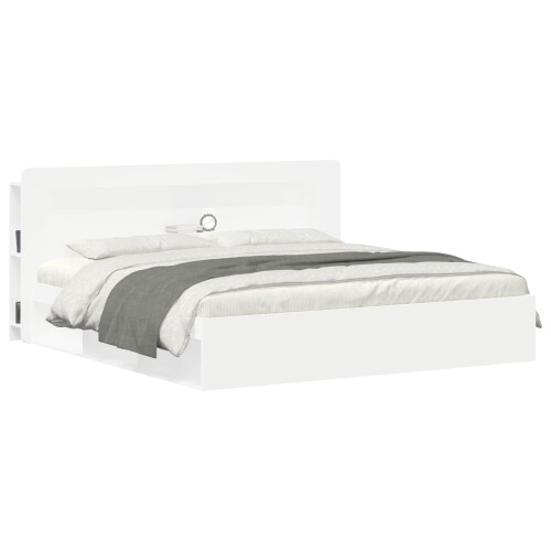 VidaXL vidaXL Headboard Cabinet with Storage White Engineered Wood 2