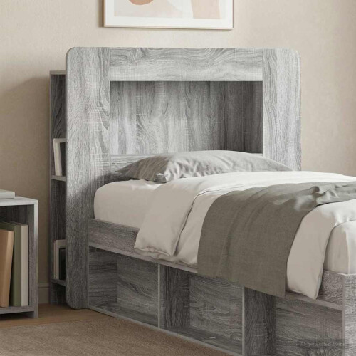 VidaXL vidaXL Headboard Cabinet with Storage Grey Sonoma Engineered Wood 2