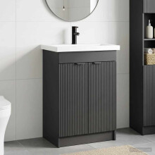 vidaXL Bathroom Furniture Set Black 56 x 37.5 x 81 cm Engineered Wood