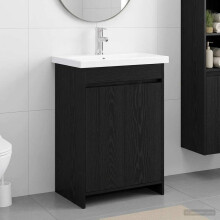 vidaXL Bathroom Furniture Set Black Oak 61 x 40 x 84.5 cm