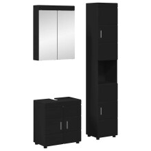 vidaXL Bathroom Furniture Set TULUM 3 pcs Black 60 x 34 x 63 cm