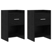 vidaXL Bedside Tables 2 pcs Black Oak 40 x 30 x 60 cm Engineered Wood