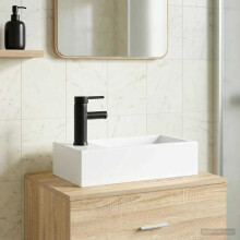 vidaXL Bathroom Wash Basin Matte Black 45.5 x 25.5 x 13 cm Metal
