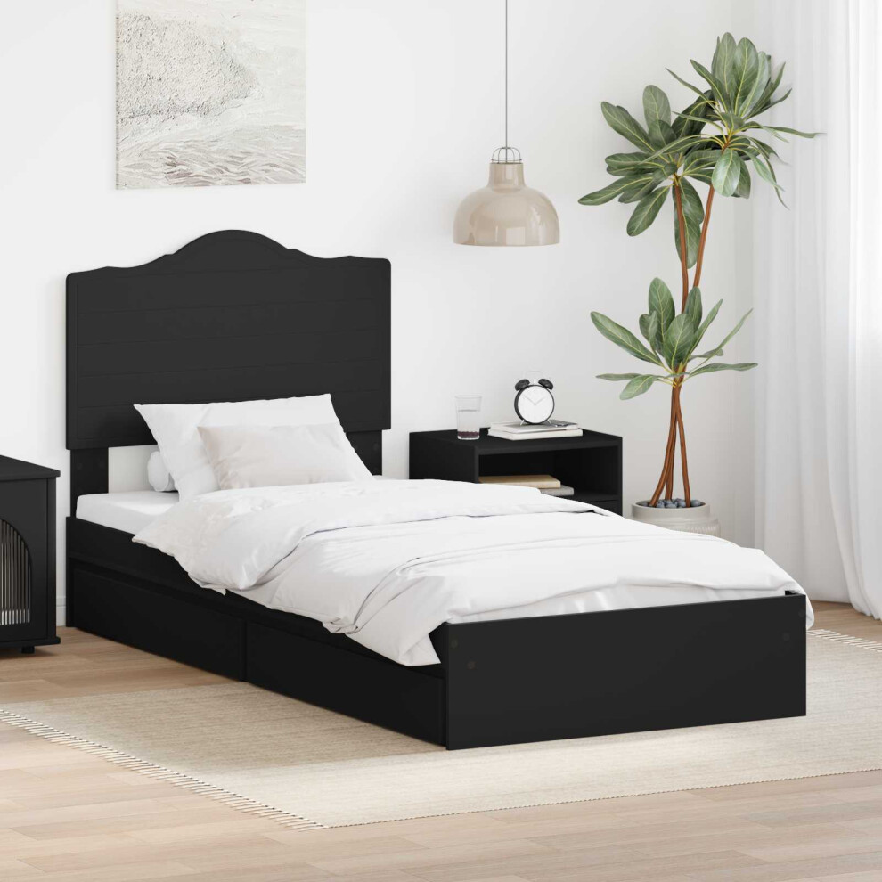 Vidaxl Storage Bed With Drawer Black 70 X 190 Cm Engineered Wood