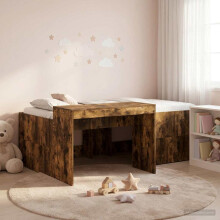 vidaXL Kids'High Bed Frame with Desk Smoked Oak 75 x 190 cm