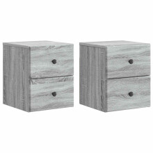 vidaXL Wall-Mounted Bedside Cabinet 2 pcs Grey Sonoma Engineered Wood