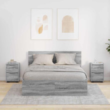 vidaXL Bedside Tables with Drawer 2 pcs Grey Sonoma 30.5 x 30 x 43 cm