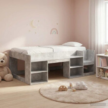 vidaXL Kids'Bed Frame with Storage Concrete Grey 90 x 200 cm