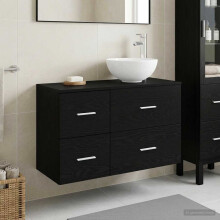 vidaXL Bathroom Furniture Set 2 pcs Black Oak Engineered Wood