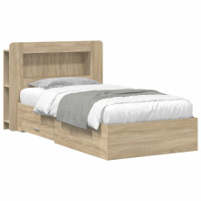 vidaXL Bed Frame with Storage Sonoma Oak 75 x 190 cm Engineered Wood
