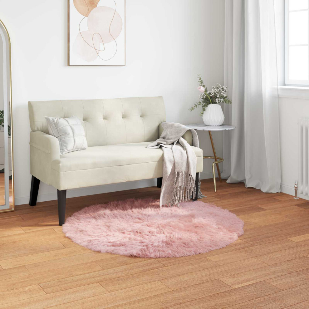 Vidaxl Faux Sheepskin Rug Tafalla Pink Ø 80 Cm Polyester