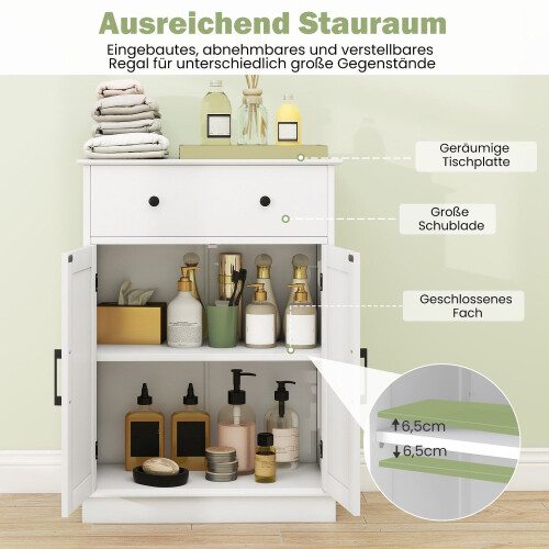Bathroom Cabinet with Drawer, Adjustable Shelf, 56x30x80 cm, White 1