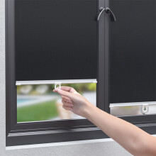Bohrfreies Saugnapf-Rollo 40cm x 125cm — schwarzer PVC-Blackout-Sonnenschutz, über 99% UV-Blockierung, thermisch isolierend