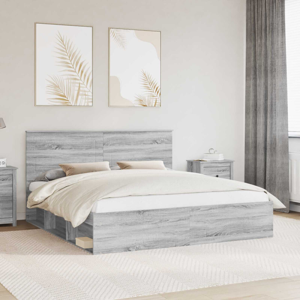 Vidaxl Bed Frame Grey Sonoma 180 X 200 Cm Solid Pine Wood