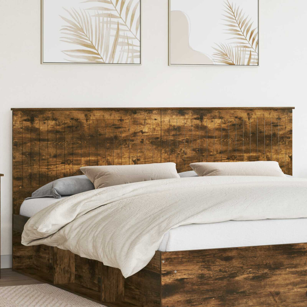 Vidaxl Headboard With Headboard Smoked Oak 200 Cm Engineered Wood