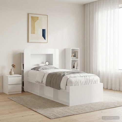 VidaXL vidaXL Headboard Cabinet with Storage High Gloss White Engineered Wood