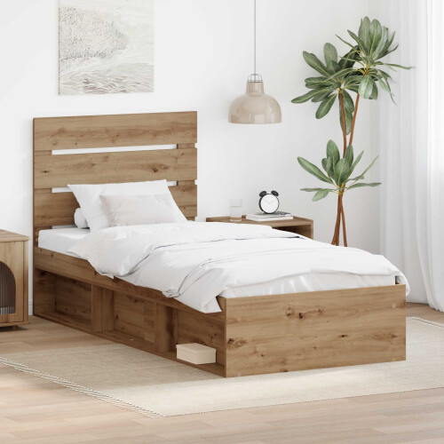 VidaXL vidaXL Bed Frame Artisian Oak 75 x 190 cm Solid Pine Wood