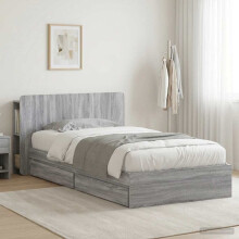 vidaXL Bed Frame with Storage Grey Sonoma 90 x 200 cm Engineered Wood