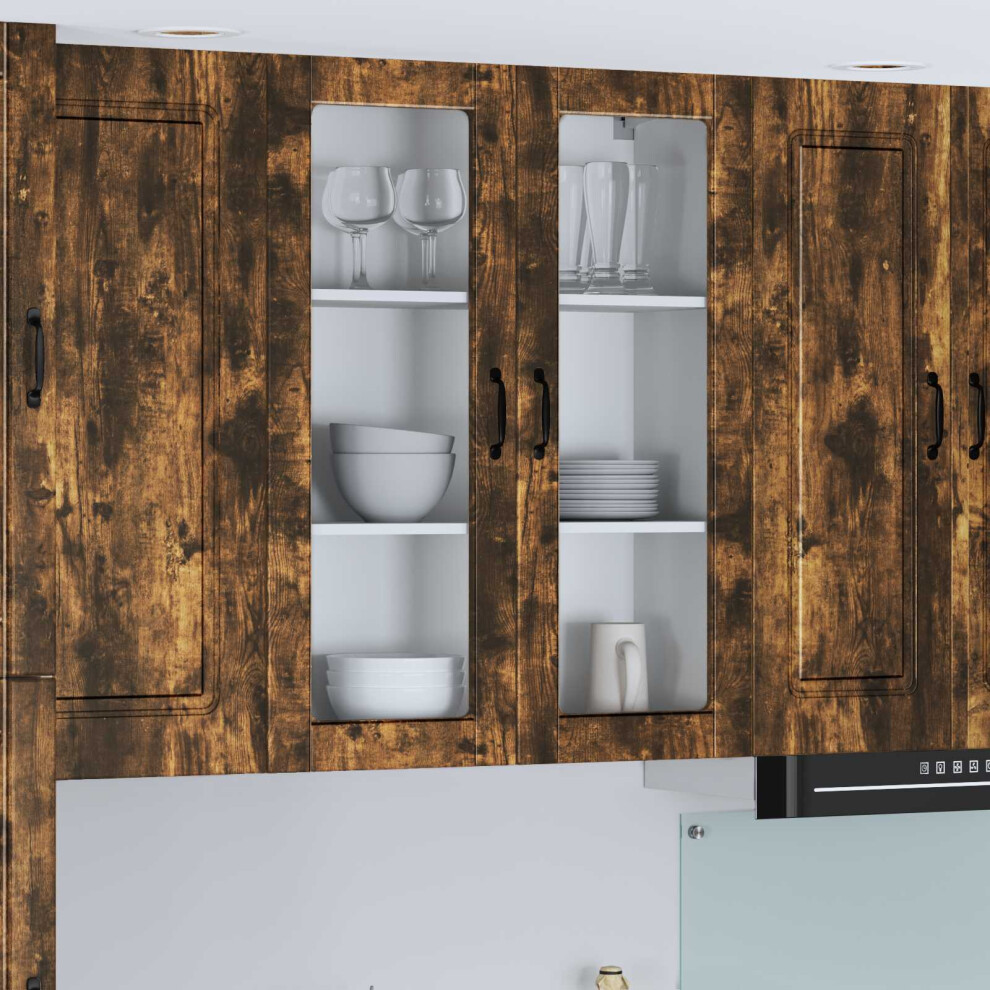 Vidaxl Wall Glass Cabinet Lucca Smoked Oak 80 X 31 X 100 Cm