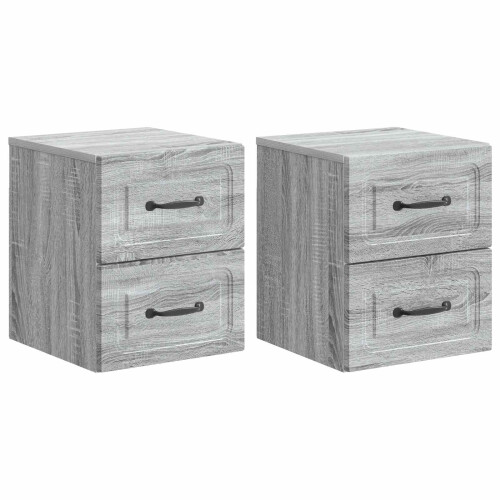 VidaXL vidaXL Wall-Mounted Bedside Cabinet 2 pcs Grey Sonoma Engineered Wood