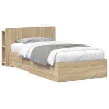 vidaXL Bed Frame with Storage Sonoma Oak 75 x 190 cm Engineered Wood
