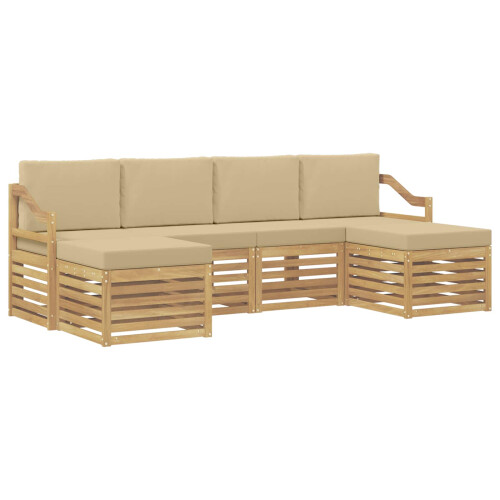 VidaXL vidaXL Outdoor-Sofagarnitur 6 stk. Weiß und Beige Polyester 1