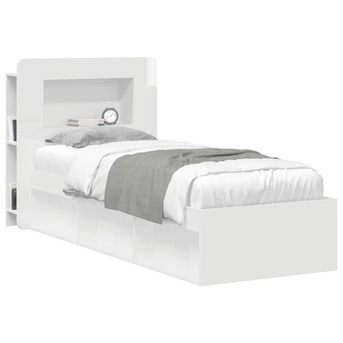 VidaXL vidaXL Headboard Cabinet with Storage High Gloss White Engineered Wood 2