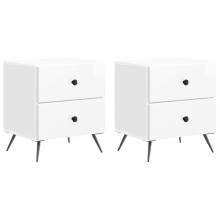 vidaXL Bedside Cabinet 2 pcs High Gloss White 43 x 34.5 x 47.5 cm