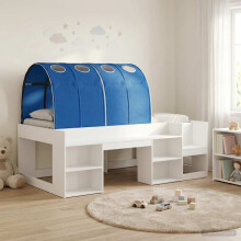 vidaXL Bed with Tunnel 4 pcs White and Blue Engineered Wood