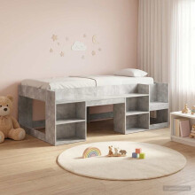 vidaXL Kids'Bed Frame with Storage Concrete Grey 75 x 190 cm